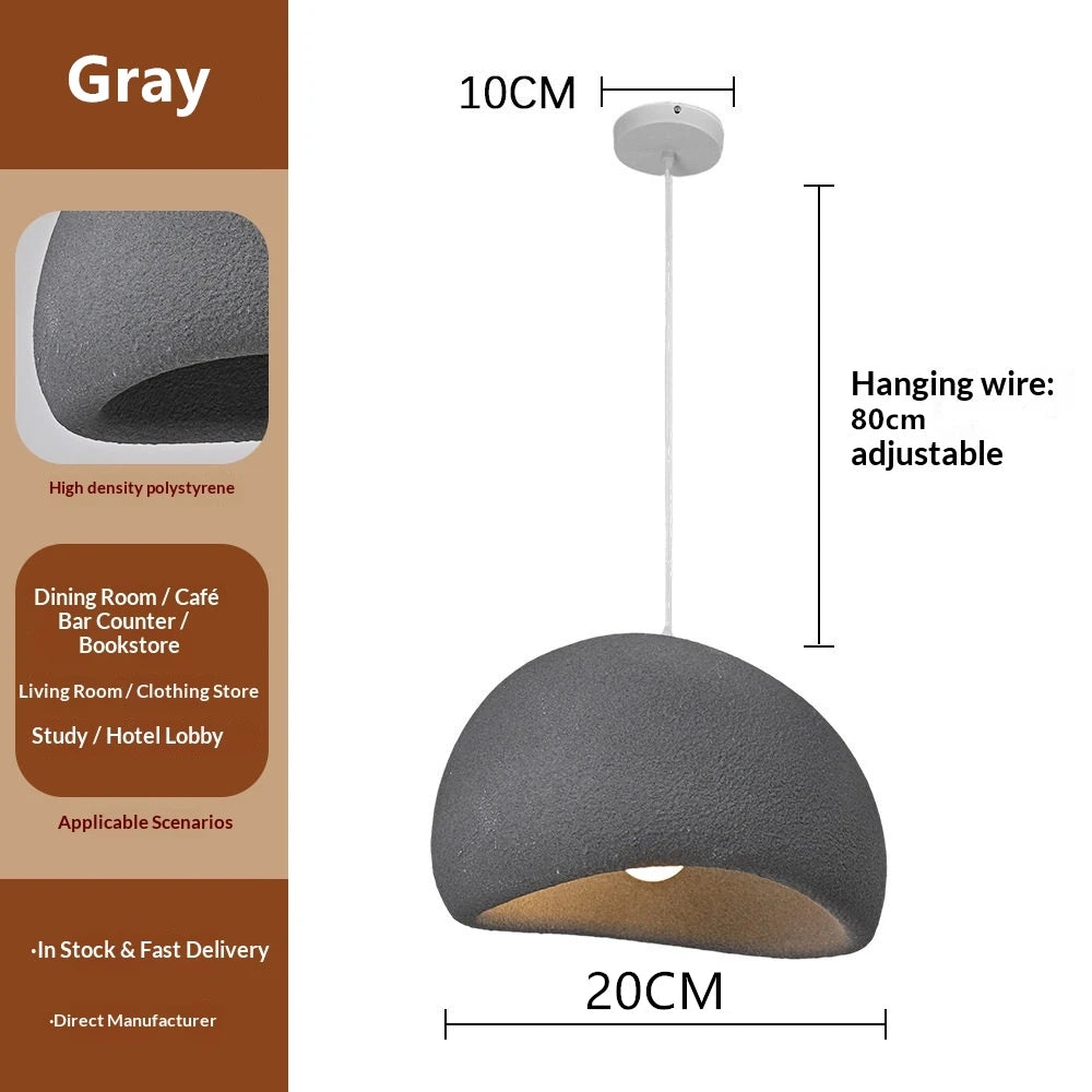 Pebble Wabi-Sabi Pendant Light | Textured Resin Dome Lamp
