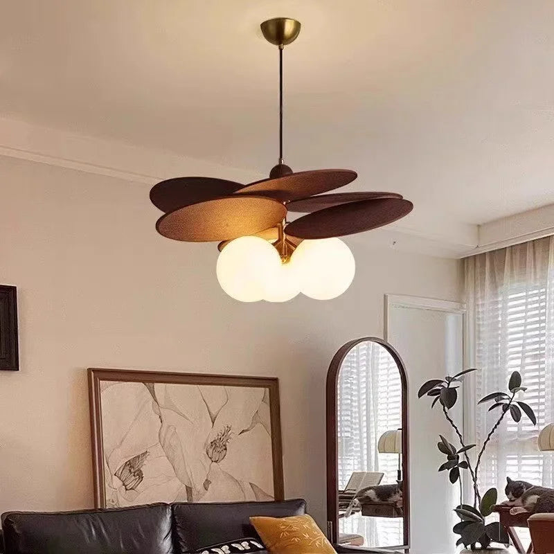 Bloom Flush Ceiling Light | Wood-Look Petal LED Ceiling Lamp