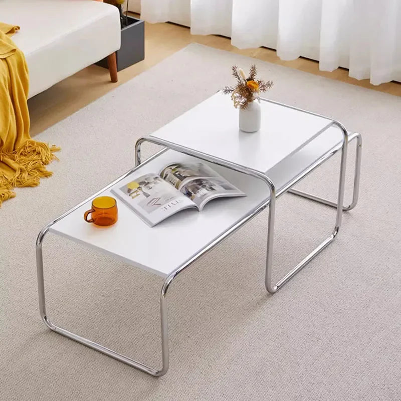 Loop Nesting Coffee Tables | Chrome Frame Minimalist Side Tables