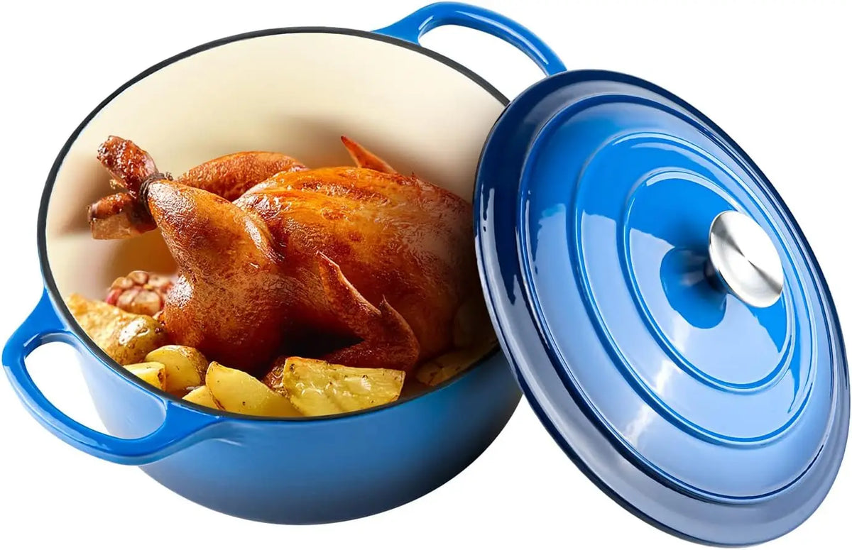 Hearth Enamelled Cast Iron Dutch Oven | 2L or 5L Casserole Pot with Lid