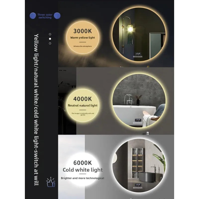 HaloGlow Round LED Bathroom Mirror | Anti-Fog Touch Vanity Mirror