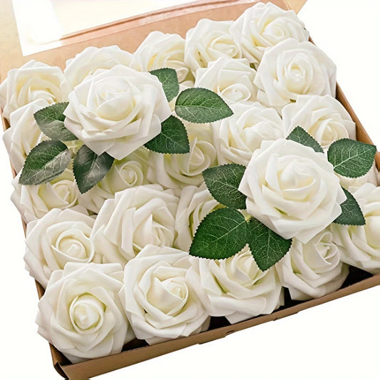 EverBloom Faux Roses | Artificial Stemmed Roses, 25 Pack
