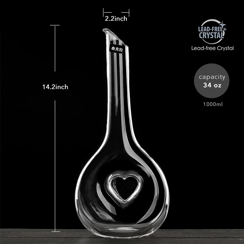 Amour Heart Wine Decanter | Hand-Blown Crystal Wine Aerator