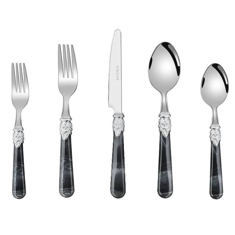 Marbella Cutlery Set | Marble-Effect Handle Stainless Steel Flatware