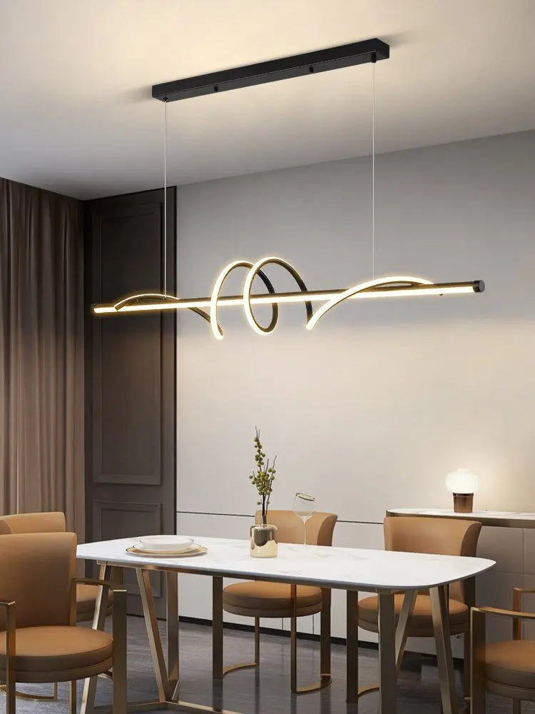 Ribbon LED Pendant | Modern Wave Dining Light, 100 or 120 cm