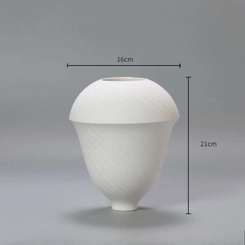 Swirl Minimal Ceramic Vase | Modern White Sculptural Vase
