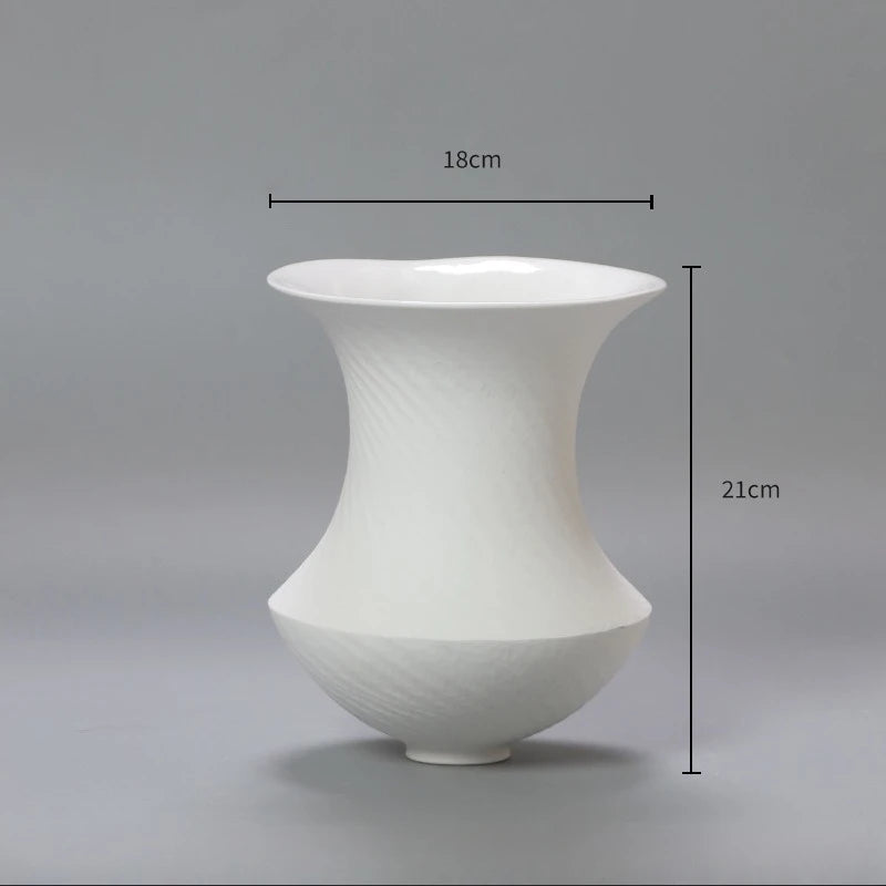 Swirl Minimal Ceramic Vase | Modern White Sculptural Vase