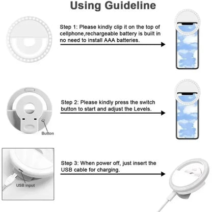 Halo Lens Clip Light | Rechargeable Phone Selfie Ring