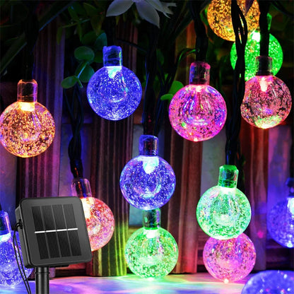 DewDrop Solar Lights | Crystal Globe String Lights, 8 Modes