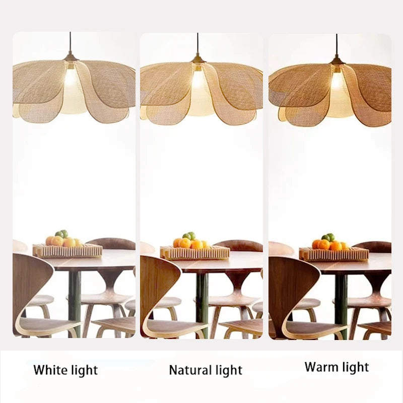 Blossom Rattan Petal Pendant | Woven Flower Shade Ceiling Light