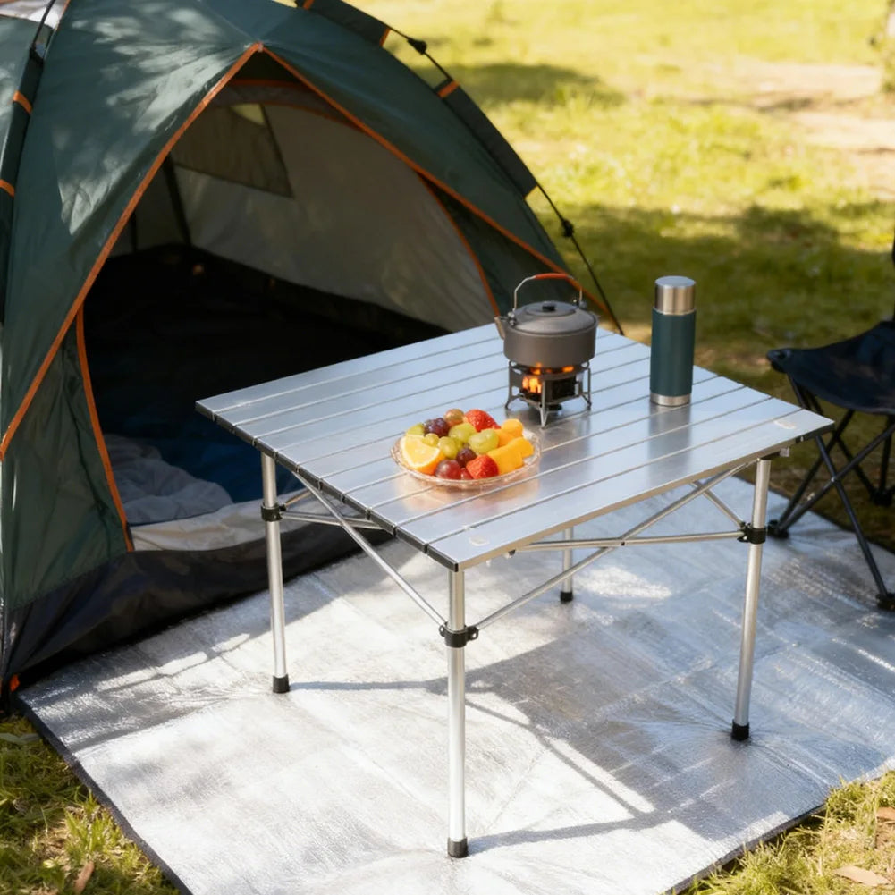 Roll-Top Aluminium Picnic Table | Compact Folding Camping Table
