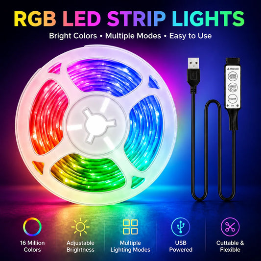 Spark USB Light Strip | 3-Button RGB LED Tape
