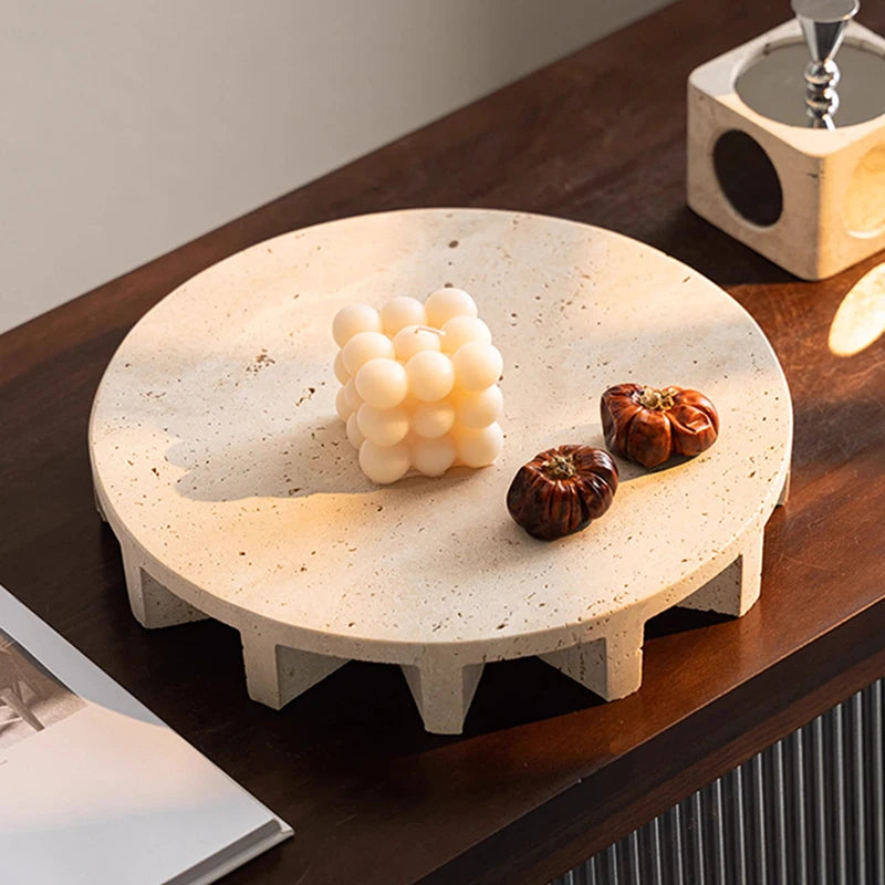 Pebble Stone Sculptural Tray | Marble-Effect Landscape Decor Tray