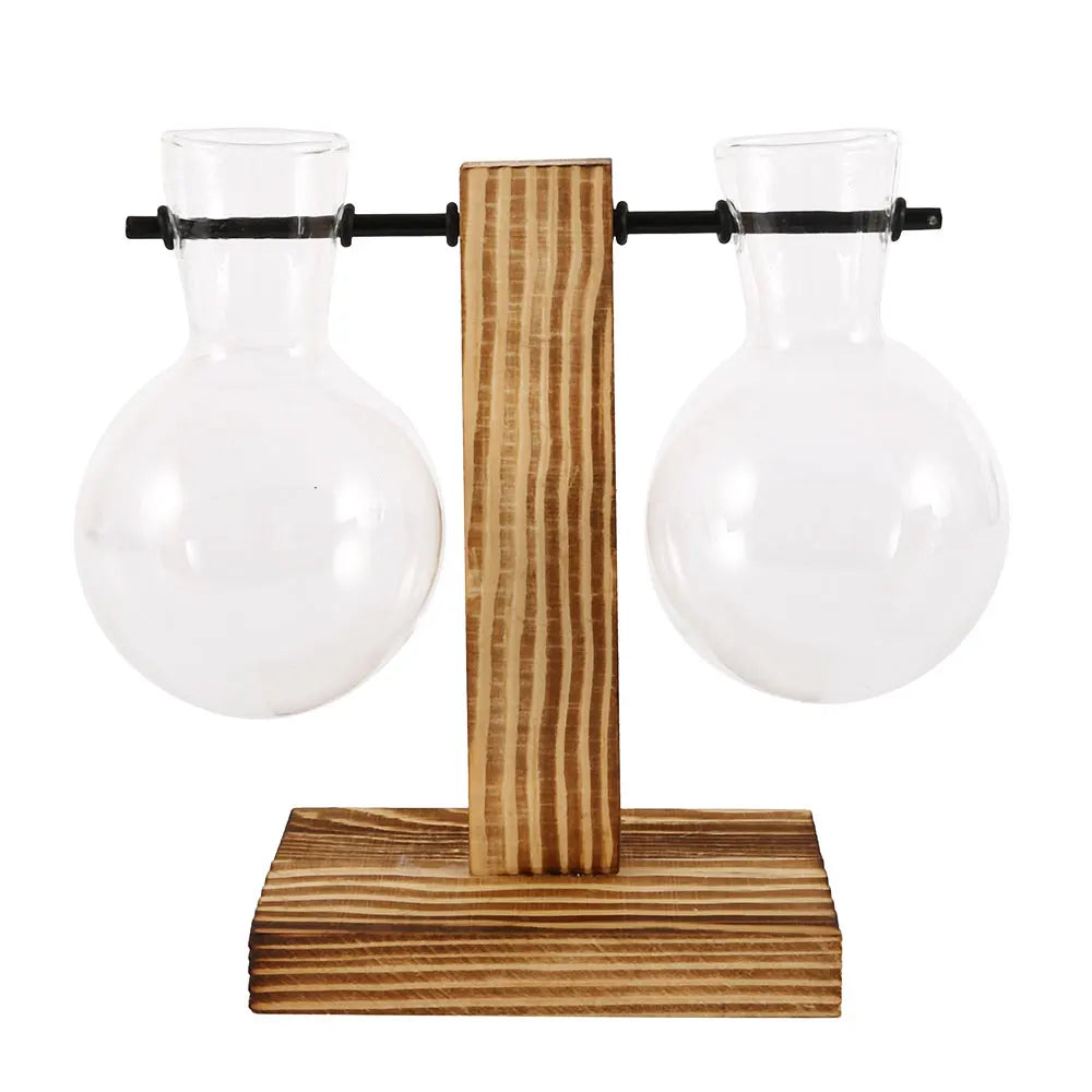 Arbor Bulb Vase | Glass Propagation Station with Wood Stand