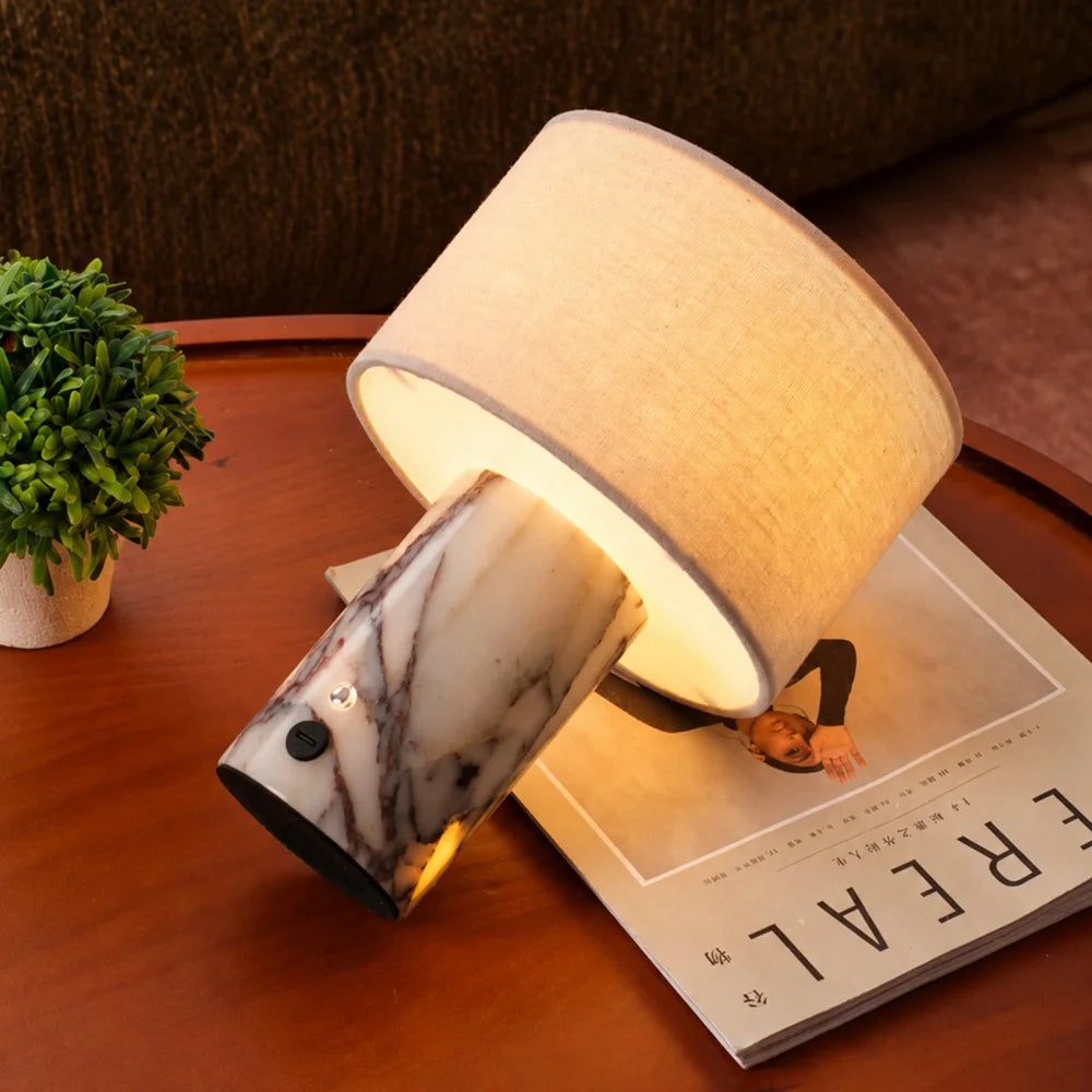 Travertine Cordless Table Lamp | Rechargeable Stone Touch Lamp