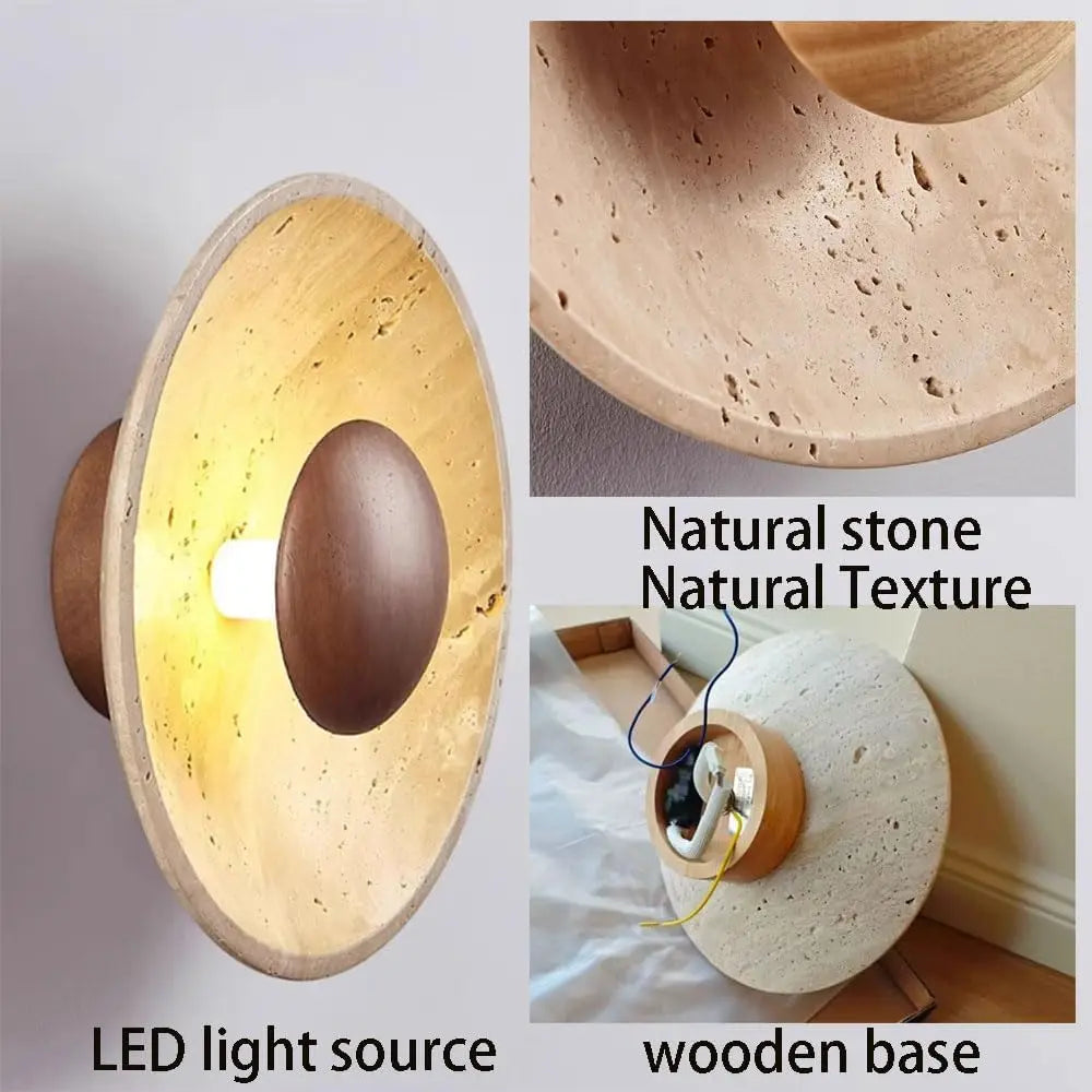 Moonstone Travertine Wall Light | Natural Stone LED Wall Sconce