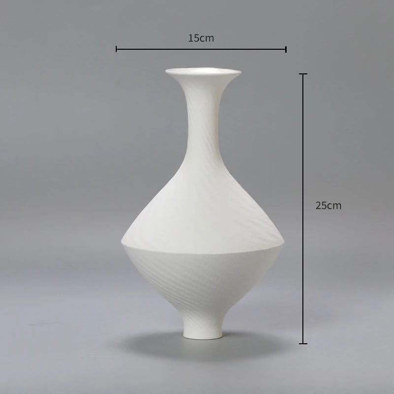 Swirl Minimal Ceramic Vase | Modern White Sculptural Vase
