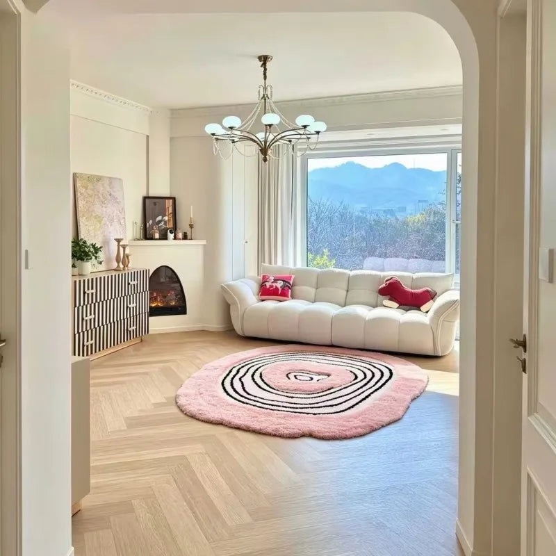 Ripple Shaggy Round Rug | Soft Plush Irregular Bedside Rug