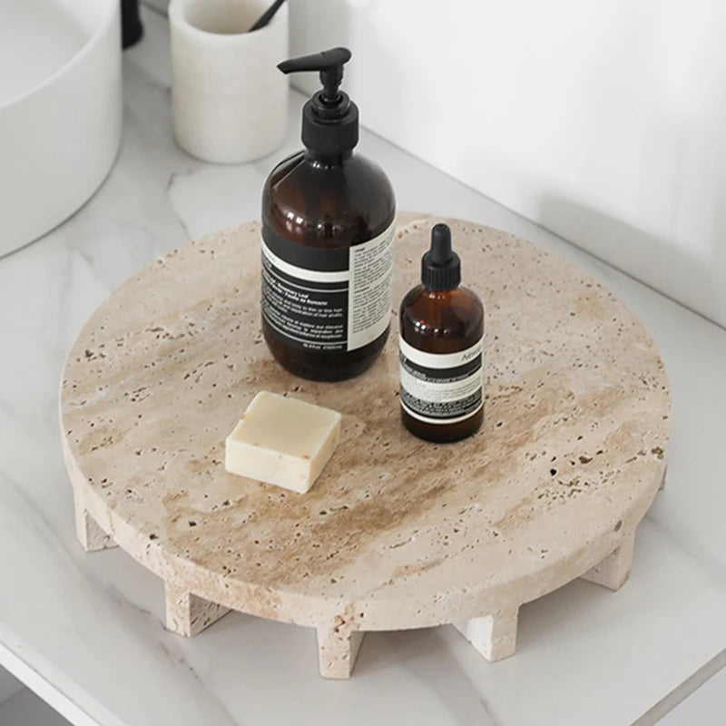 Pebble Stone Sculptural Tray | Marble-Effect Landscape Decor Tray
