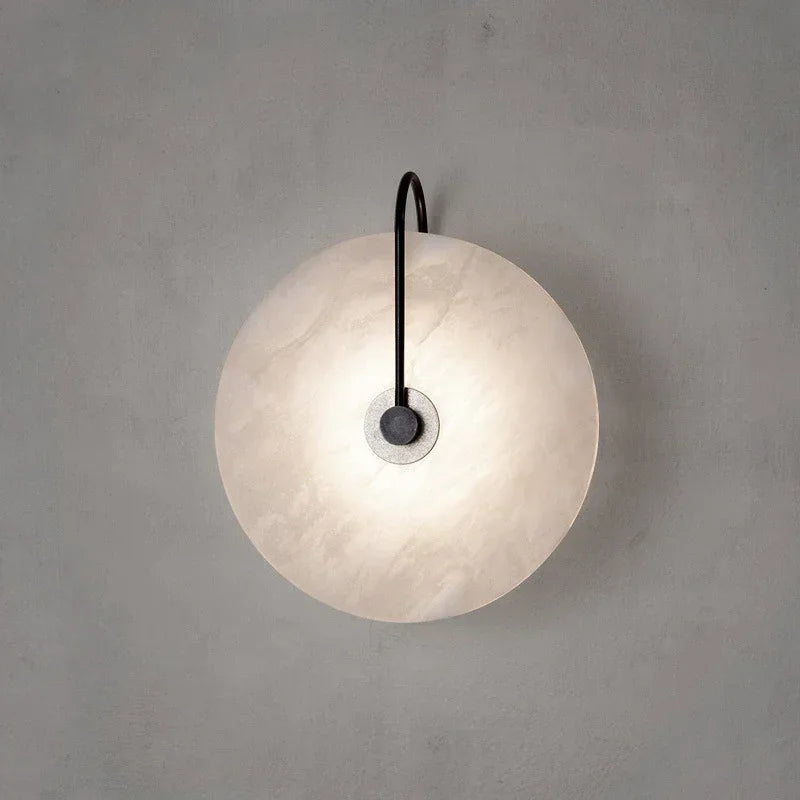 Lunar Marble Wall Light | Round LED Wall Lamp in Black or Gold