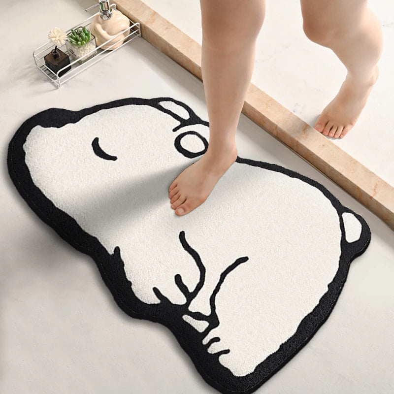Burrow Critter Bath Mat | Absorbent Flannel Toilet Mat