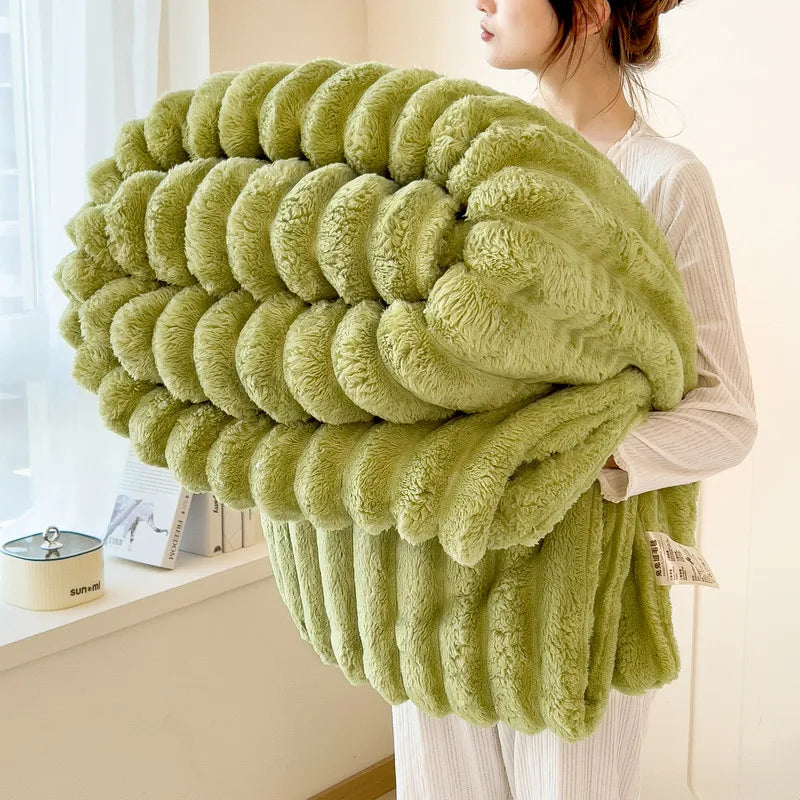 Cove Striped Flannel Throw | Plush Sofa & Bed Blanket