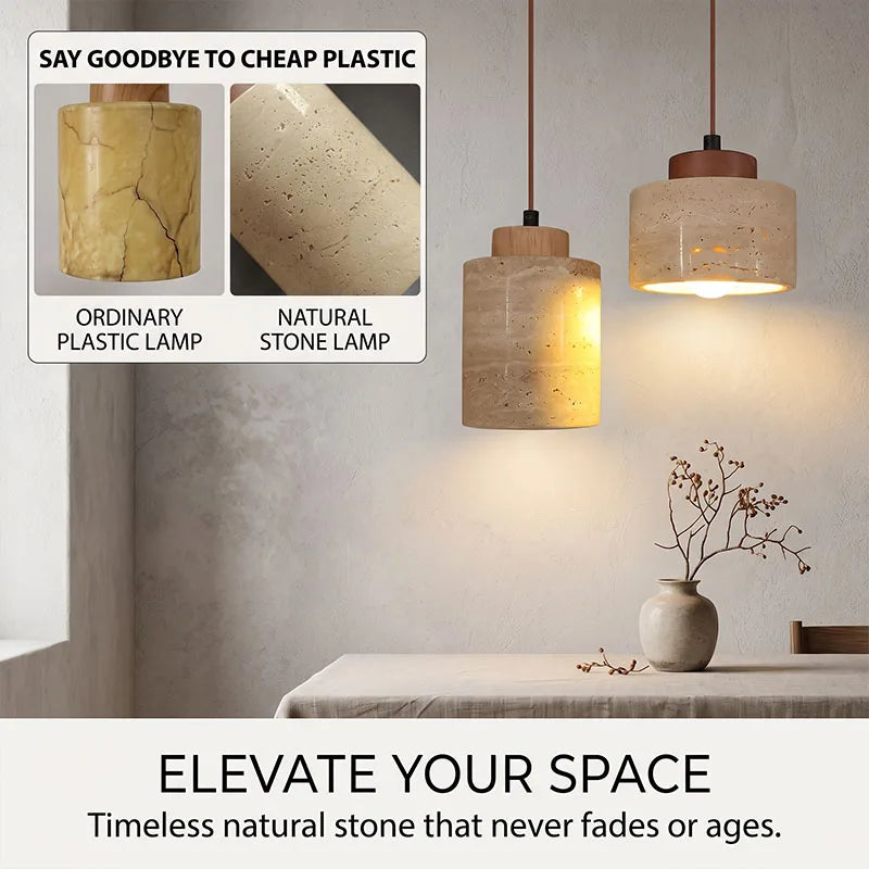 Cavern Stone Pendant | Wabi-Sabi Bedside Hanging Light