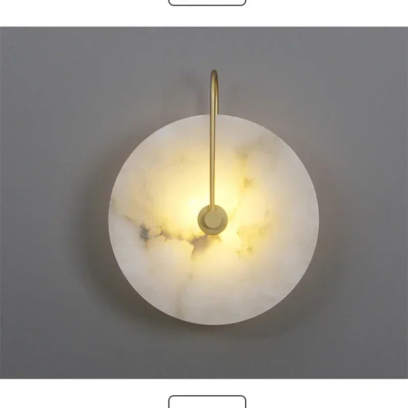 Lunar Marble Wall Light | Round LED Wall Lamp in Black or Gold
