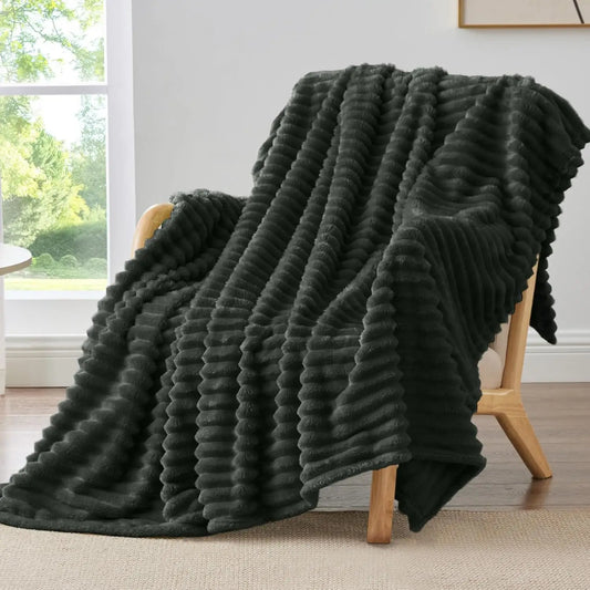 Haven Striped Fleece Throw | Soft Fluffy Couch Blanket