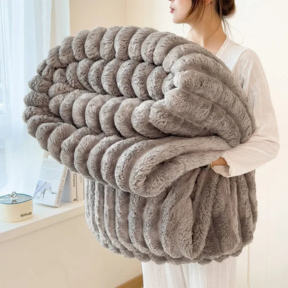 Cove Striped Flannel Throw | Plush Sofa & Bed Blanket