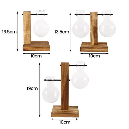 Arbor Bulb Vase | Glass Propagation Station with Wood Stand
