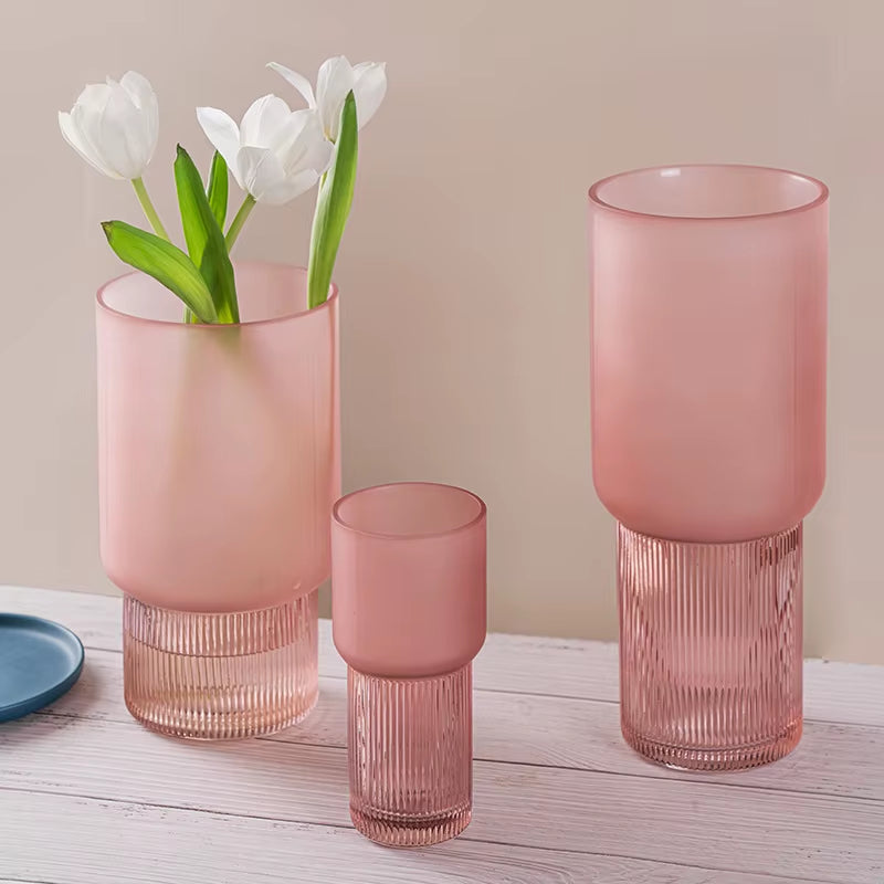 Blush Pink Frosted Glass Vase