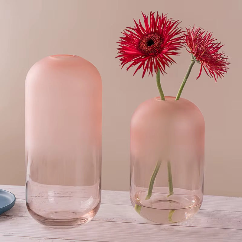 Blush Pink Frosted Glass Vase