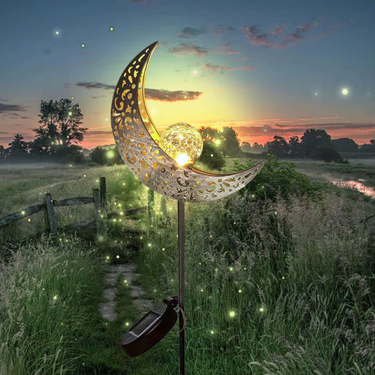 Solar Crescent Moon Garden Stake Light